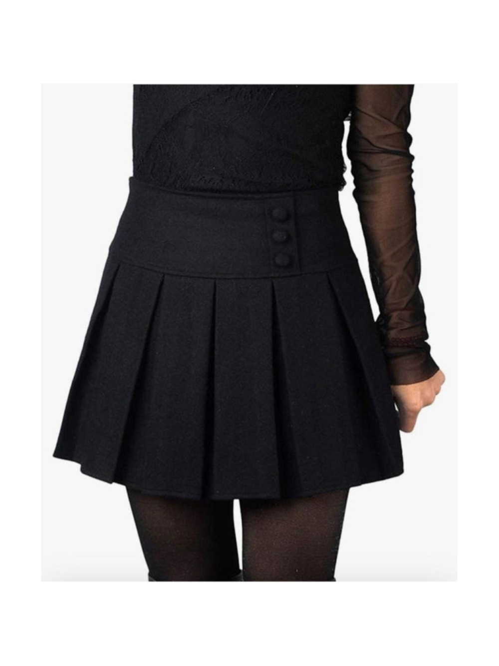NEW High Waist A-Line Wool Pleated Mini Skirt XS